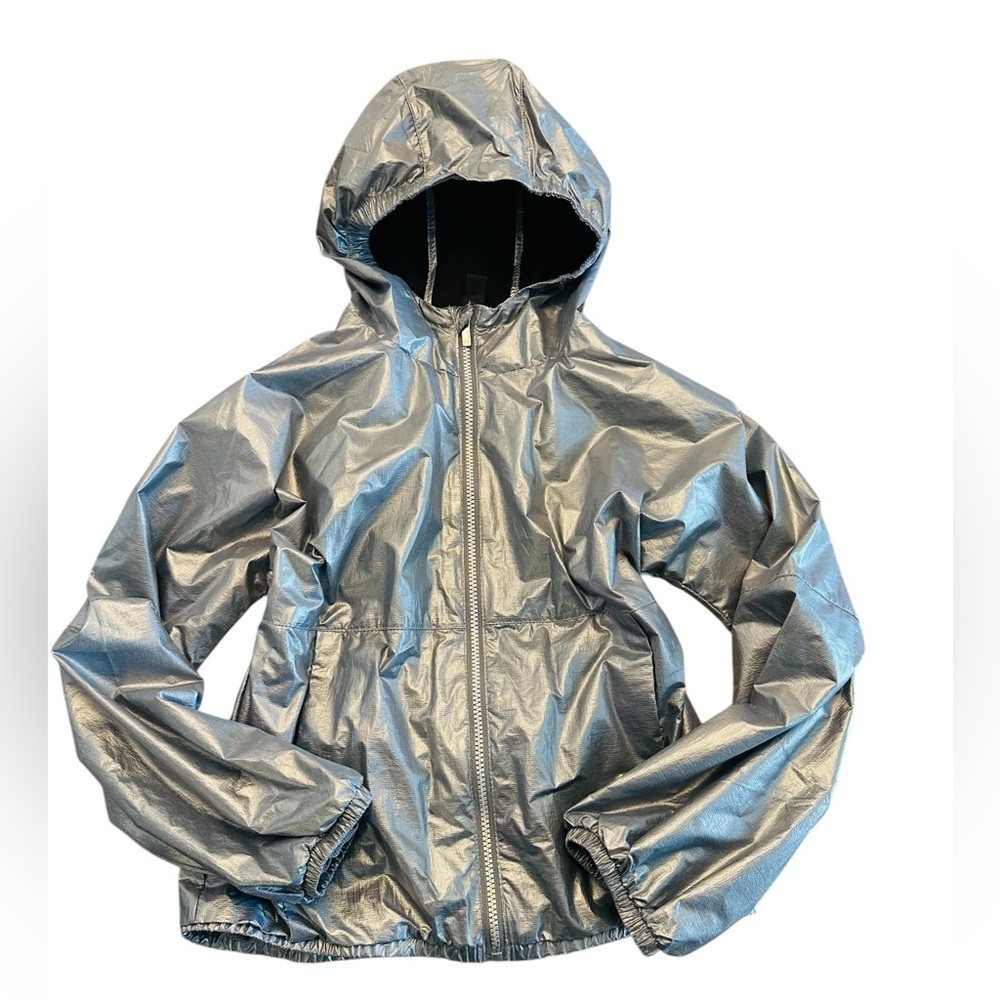 All In Motion Metallic Blue Holographic Windbreaker Jacket Girls XL 16 - Picture 5 of 16